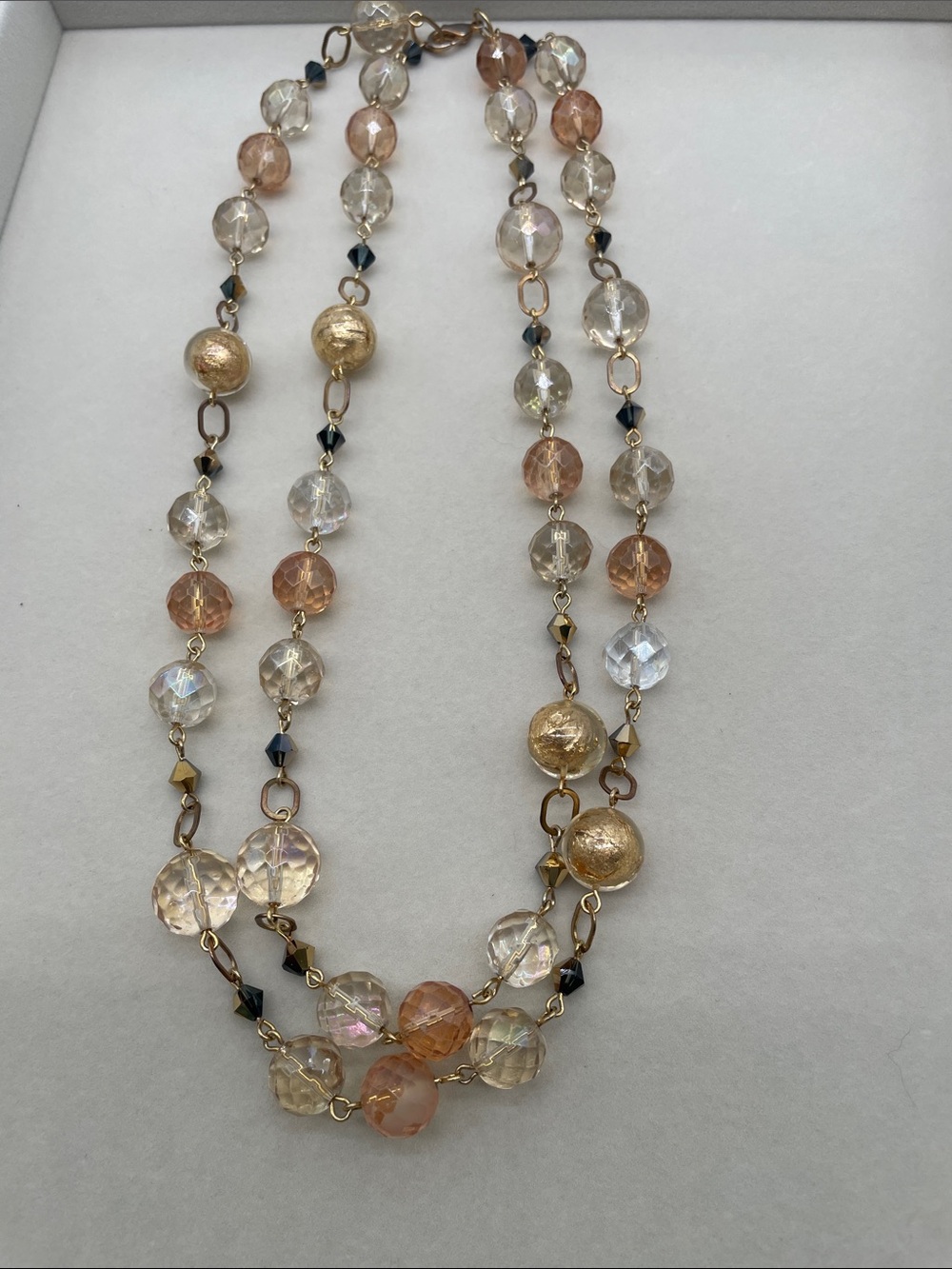 Elegant Foil Gold and Champagne Beaded Women's Necklace